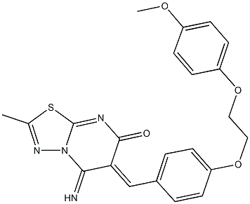 5-imino-6-{4-[2-(4-methoxyphenoxy)ethoxy]benzylidene}-2-methyl-5,6-dihydro-7H-[1,3,4]thiadiazolo[3,2-a]pyrimidin-7-one Structure