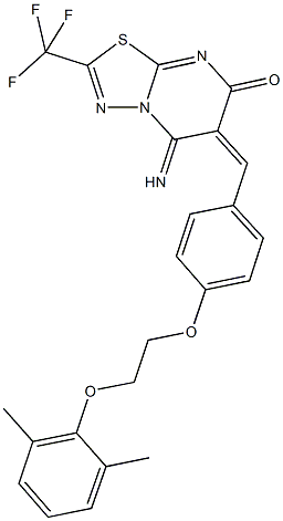 6-{4-[2-(2,6-dimethylphenoxy)ethoxy]benzylidene}-5-imino-2-(trifluoromethyl)-5,6-dihydro-7H-[1,3,4]thiadiazolo[3,2-a]pyrimidin-7-one Struktur