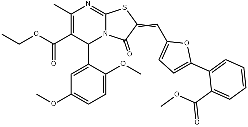 436812-77-0 ethyl 5-(2,5-dimethoxyphenyl)-2-({5-[2-(methoxycarbonyl)phenyl]-2-furyl}methylene)-7-methyl-3-oxo-2,3-dihydro-5H-[1,3]thiazolo[3,2-a]pyrimidine-6-carboxylate