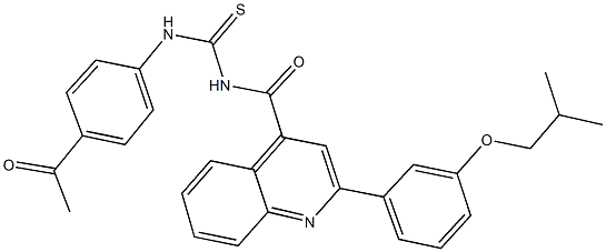 N-(4-acetylphenyl)-N'-{[2-(3-isobutoxyphenyl)-4-quinolinyl]carbonyl}thiourea Structure