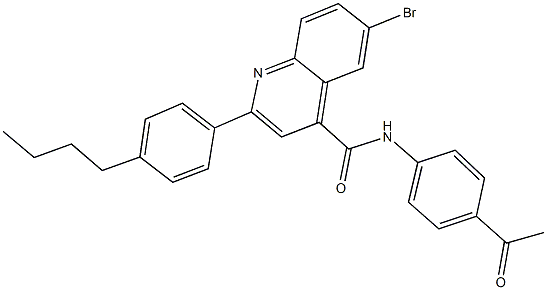 N-(4-acetylphenyl)-6-bromo-2-(4-butylphenyl)-4-quinolinecarboxamide Structure