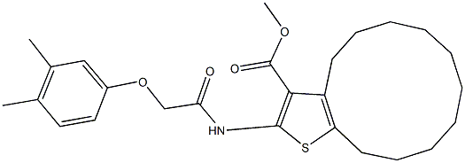 methyl 2-{[(3,4-dimethylphenoxy)acetyl]amino}-4,5,6,7,8,9,10,11,12,13-decahydrocyclododeca[b]thiophene-3-carboxylate Struktur