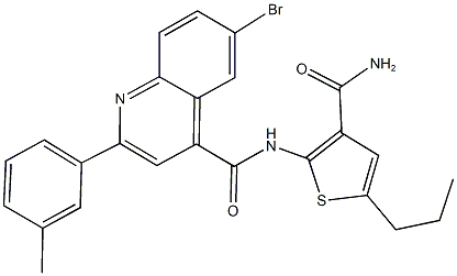 N-[3-(aminocarbonyl)-5-propyl-2-thienyl]-6-bromo-2-(3-methylphenyl)-4-quinolinecarboxamide Structure