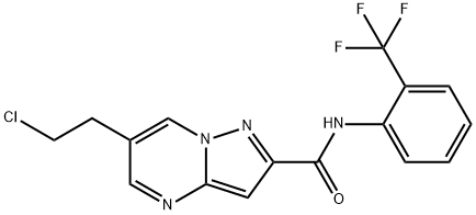 6-(2-chloroethyl)-N-[2-(trifluoromethyl)phenyl]pyrazolo[1,5-a]pyrimidine-2-carboxamide 结构式