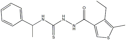 2-[(4-ethyl-5-methyl-3-thienyl)carbonyl]-N-(1-phenylethyl)hydrazinecarbothioamide Struktur