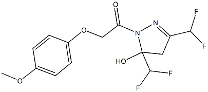 3,5-bis(difluoromethyl)-1-[(4-methoxyphenoxy)acetyl]-4,5-dihydro-1H-pyrazol-5-ol Structure