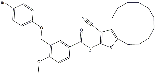 3-[(4-bromophenoxy)methyl]-N-(3-cyano-4,5,6,7,8,9,10,11,12,13-decahydrocyclododeca[b]thien-2-yl)-4-methoxybenzamide Struktur