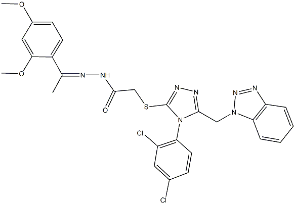 2-{[5-(1H-1,2,3-benzotriazol-1-ylmethyl)-4-(2,4-dichlorophenyl)-4H-1,2,4-triazol-3-yl]sulfanyl}-N'-[1-(2,4-dimethoxyphenyl)ethylidene]acetohydrazide|