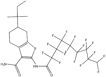 2-[(2,2,3,3,4,4,5,5,6,6,7,7,8,8,9,9-hexadecafluorononanoyl)amino]-6-tert-pentyl-4,5,6,7-tetrahydro-1-benzothiophene-3-carboxamide 结构式