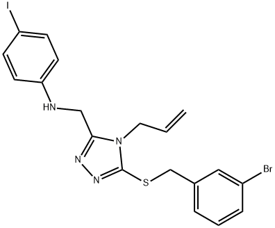 N-({4-allyl-5-[(3-bromobenzyl)sulfanyl]-4H-1,2,4-triazol-3-yl}methyl)-N-(4-iodophenyl)amine Structure