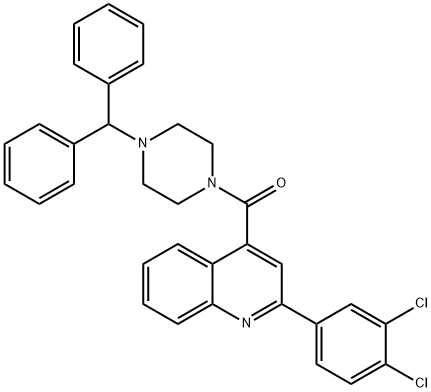 4-[(4-benzhydryl-1-piperazinyl)carbonyl]-2-(3,4-dichlorophenyl)quinoline 化学構造式