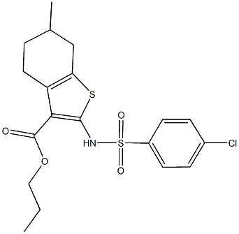 propyl 2-{[(4-chlorophenyl)sulfonyl]amino}-6-methyl-4,5,6,7-tetrahydro-1-benzothiophene-3-carboxylate|