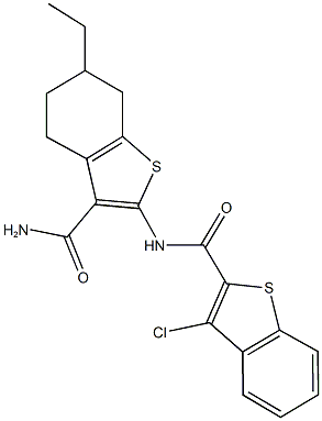 N-[3-(aminocarbonyl)-6-ethyl-4,5,6,7-tetrahydro-1-benzothien-2-yl]-3-chloro-1-benzothiophene-2-carboxamide|