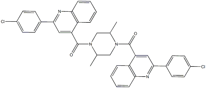 2-(4-chlorophenyl)-4-[(4-{[2-(4-chlorophenyl)-4-quinolinyl]carbonyl}-2,5-dimethyl-1-piperazinyl)carbonyl]quinoline Struktur