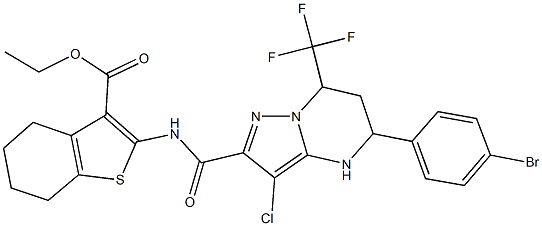 438532-06-0 ethyl 2-({[5-(4-bromophenyl)-3-chloro-7-(trifluoromethyl)-4,5,6,7-tetrahydropyrazolo[1,5-a]pyrimidin-2-yl]carbonyl}amino)-4,5,6,7-tetrahydro-1-benzothiophene-3-carboxylate