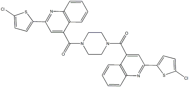 2-(5-chloro-2-thienyl)-4-[(4-{[2-(5-chloro-2-thienyl)-4-quinolinyl]carbonyl}-1-piperazinyl)carbonyl]quinoline Struktur