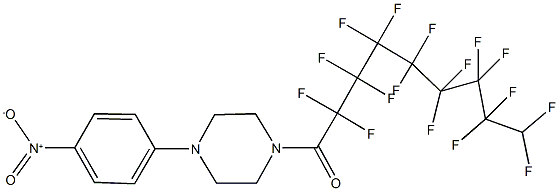 1-(2,2,3,3,4,4,5,5,6,6,7,7,8,8,9,9-hexadecafluorononanoyl)-4-{4-nitrophenyl}piperazine 结构式