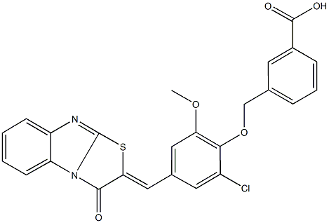 3-({2-chloro-6-methoxy-4-[(3-oxo[1,3]thiazolo[3,2-a]benzimidazol-2(3H)-ylidene)methyl]phenoxy}methyl)benzoic acid Structure