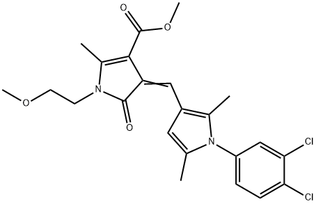 methyl 4-{[1-(3,4-dichlorophenyl)-2,5-dimethyl-1H-pyrrol-3-yl]methylene}-1-(2-methoxyethyl)-2-methyl-5-oxo-4,5-dihydro-1H-pyrrole-3-carboxylate,441745-26-2,结构式