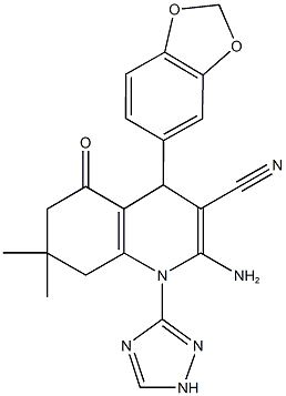 442524-01-8 2-amino-4-(1,3-benzodioxol-5-yl)-7,7-dimethyl-5-oxo-1-(1H-1,2,4-triazol-3-yl)-1,4,5,6,7,8-hexahydro-3-quinolinecarbonitrile