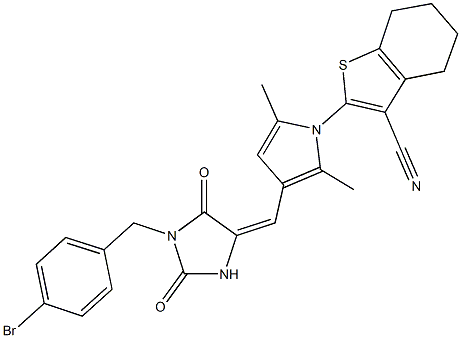 442553-01-7 2-(3-{[1-(4-bromobenzyl)-2,5-dioxo-4-imidazolidinylidene]methyl}-2,5-dimethyl-1H-pyrrol-1-yl)-4,5,6,7-tetrahydro-1-benzothiophene-3-carbonitrile