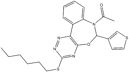 442643-56-3 7-acetyl-3-(hexylsulfanyl)-6-(3-thienyl)-6,7-dihydro[1,2,4]triazino[5,6-d][3,1]benzoxazepine