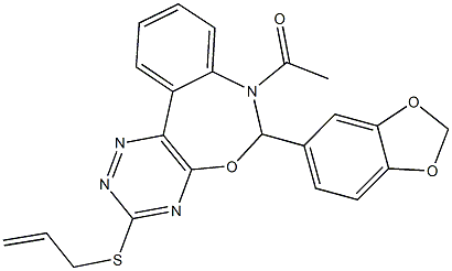 442644-25-9 7-acetyl-3-(allylsulfanyl)-6-(1,3-benzodioxol-5-yl)-6,7-dihydro[1,2,4]triazino[5,6-d][3,1]benzoxazepine