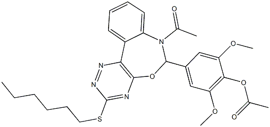 442646-36-8 4-[7-acetyl-3-(hexylsulfanyl)-6,7-dihydro[1,2,4]triazino[5,6-d][3,1]benzoxazepin-6-yl]-2,6-dimethoxyphenyl acetate