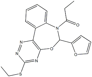 ethyl 6-(2-furyl)-7-propionyl-6,7-dihydro[1,2,4]triazino[5,6-d][3,1]benzoxazepin-3-yl sulfide Struktur