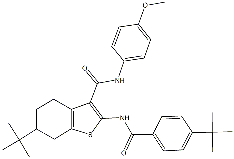 6-tert-butyl-2-[(4-tert-butylbenzoyl)amino]-N-(4-methoxyphenyl)-4,5,6,7-tetrahydro-1-benzothiophene-3-carboxamide Structure