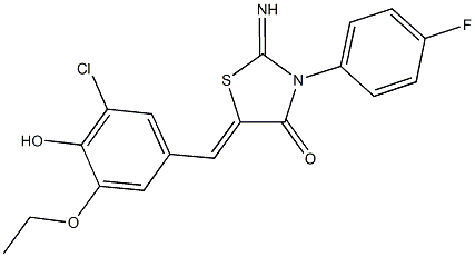 5-(3-chloro-5-ethoxy-4-hydroxybenzylidene)-3-(4-fluorophenyl)-2-imino-1,3-thiazolidin-4-one Structure