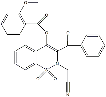 3-benzoyl-2-(cyanomethyl)-1,1-dioxido-2H-1,2-benzothiazin-4-yl 2-methoxybenzoate,443321-09-3,结构式