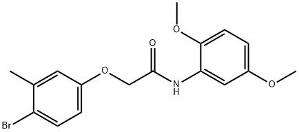 2-(4-bromo-3-methylphenoxy)-N-(2,5-dimethoxyphenyl)acetamide,443638-92-4,结构式