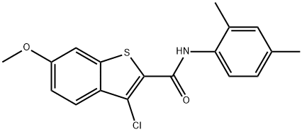 3-chloro-N-(2,4-dimethylphenyl)-6-methoxy-1-benzothiophene-2-carboxamide 结构式