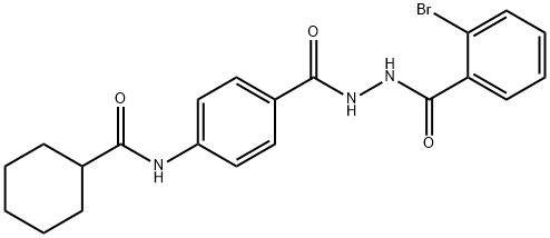 N-(4-{[2-(2-bromobenzoyl)hydrazino]carbonyl}phenyl)cyclohexanecarboxamide 结构式