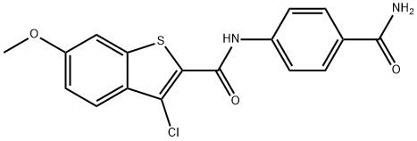 N-[4-(aminocarbonyl)phenyl]-3-chloro-6-methoxy-1-benzothiophene-2-carboxamide Structure