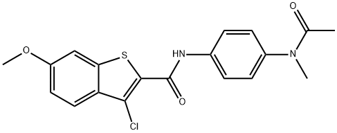 N-{4-[acetyl(methyl)amino]phenyl}-3-chloro-6-methoxy-1-benzothiophene-2-carboxamide Struktur