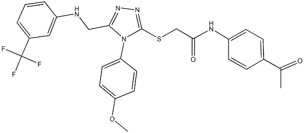 N-(4-acetylphenyl)-2-[(4-(4-methoxyphenyl)-5-{[3-(trifluoromethyl)anilino]methyl}-4H-1,2,4-triazol-3-yl)sulfanyl]acetamide Struktur
