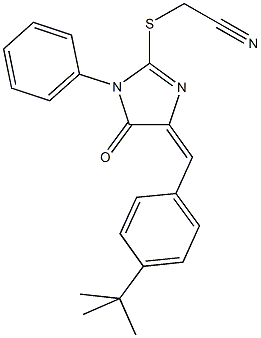 {[4-(4-tert-butylbenzylidene)-5-oxo-1-phenyl-4,5-dihydro-1H-imidazol-2-yl]sulfanyl}acetonitrile Structure
