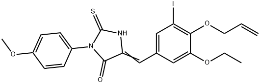 5-[4-(allyloxy)-3-ethoxy-5-iodobenzylidene]-3-(4-methoxyphenyl)-2-thioxo-4-imidazolidinone,443872-03-5,结构式