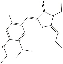 5-(4-ethoxy-5-isopropyl-2-methylbenzylidene)-3-ethyl-2-(ethylimino)-1,3-thiazolidin-4-one,443872-73-9,结构式