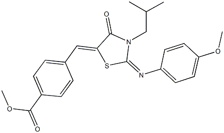 443873-02-7 methyl 4-({3-isobutyl-2-[(4-methoxyphenyl)imino]-4-oxo-1,3-thiazolidin-5-ylidene}methyl)benzoate