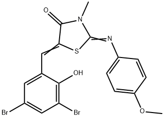 5-(3,5-dibromo-2-hydroxybenzylidene)-2-[(4-methoxyphenyl)imino]-3-methyl-1,3-thiazolidin-4-one Structure