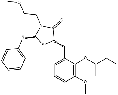 5-(2-sec-butoxy-3-methoxybenzylidene)-3-(2-methoxyethyl)-2-(phenylimino)-1,3-thiazolidin-4-one Structure