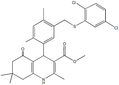 443883-37-2 methyl 4-(5-{[(2,5-dichlorophenyl)sulfanyl]methyl}-2,4-dimethylphenyl)-2,7,7-trimethyl-5-oxo-1,4,5,6,7,8-hexahydro-3-quinolinecarboxylate