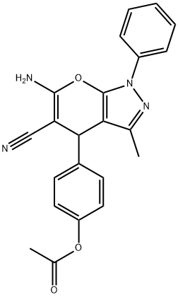 4-(6-amino-5-cyano-3-methyl-1-phenyl-1,4-dihydropyrano[2,3-c]pyrazol-4-yl)phenyl acetate Structure