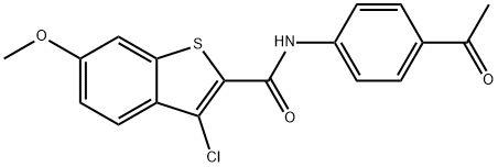 N-(4-acetylphenyl)-3-chloro-6-methoxy-1-benzothiophene-2-carboxamide Struktur