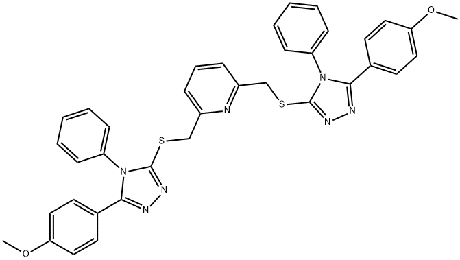 2,6-bis({[5-(4-methoxyphenyl)-4-phenyl-4H-1,2,4-triazol-3-yl]sulfanyl}methyl)pyridine Structure