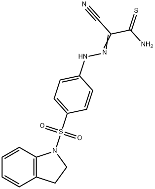 2-cyano-2-{[4-(2,3-dihydro-1H-indol-1-ylsulfonyl)phenyl]hydrazono}ethanethioamide Struktur