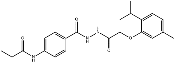 N-[4-({2-[(2-isopropyl-5-methylphenoxy)acetyl]hydrazino}carbonyl)phenyl]propanamide,444082-36-4,结构式